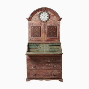 Swedish Pine Clock Cabinet with Secretary Desk-MJF-1747955