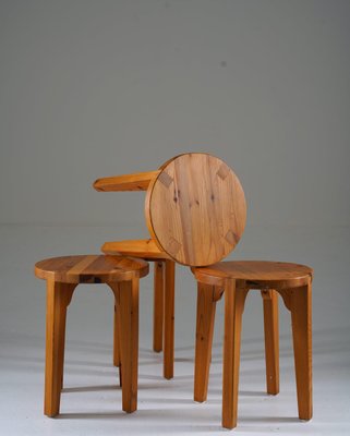 Swedish Pine Stools, 1970s, Set of 4-FM-1374438