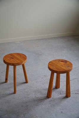 Swedish Pine Tripod Stools, 1960s, Set of 2-MXF-1410670