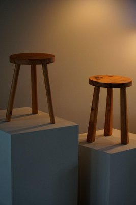 Swedish Pine Tripod Stools, 1960s, Set of 2-MXF-1410670