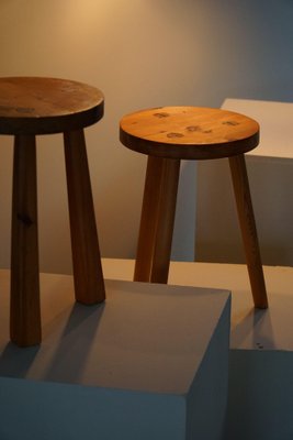 Swedish Pine Tripod Stools, 1960s, Set of 2-MXF-1410670