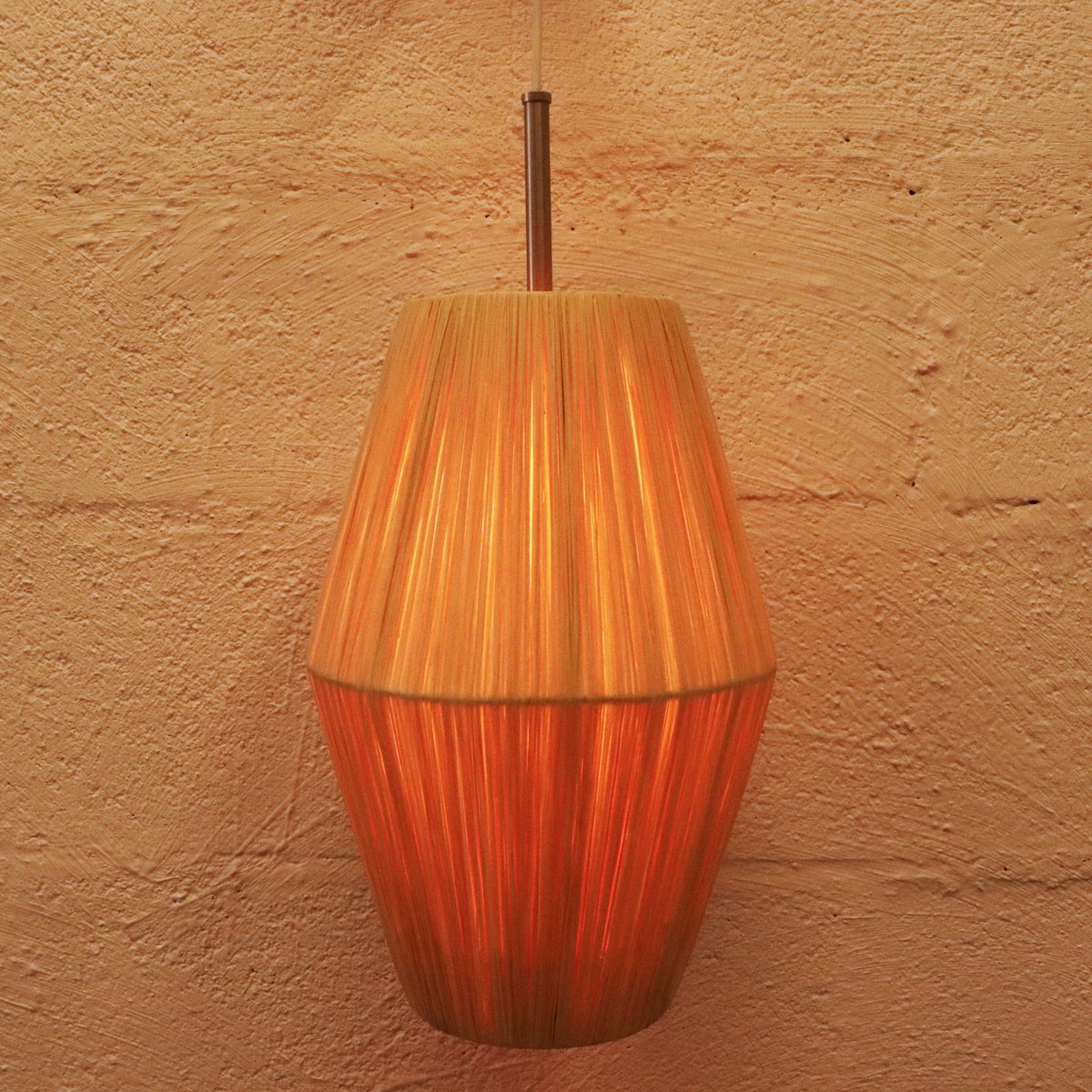 Swedish Raffia Ceiling Lamp, 1960s