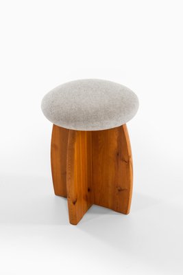 Swedish Rosewood, Pine & Linen Stool, 1950s-SC-587045