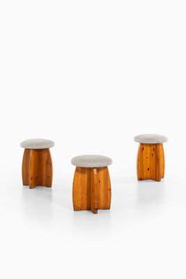 Swedish Rosewood, Pine & Linen Stool, 1950s-SC-587045