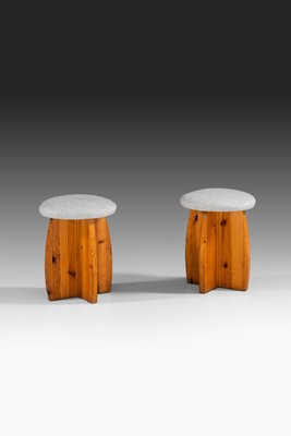 Swedish Rosewood, Pine & Linen Stool, 1950s-SC-587045