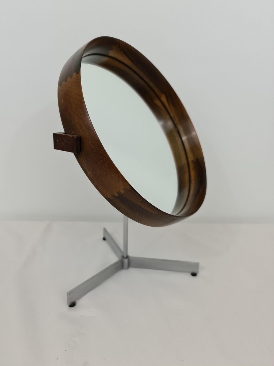 Swedish Rosewood Table Mirror by Uno & Östen Kristiansson for Luxus, Circa 1960