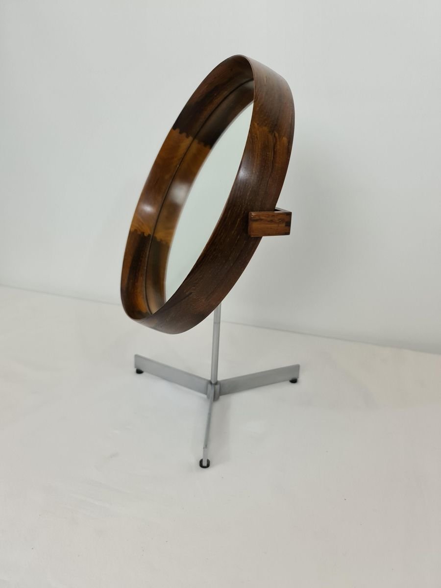 Swedish Rosewood Table Mirror by Uno & Östen Kristiansson for Luxus, Circa 1960