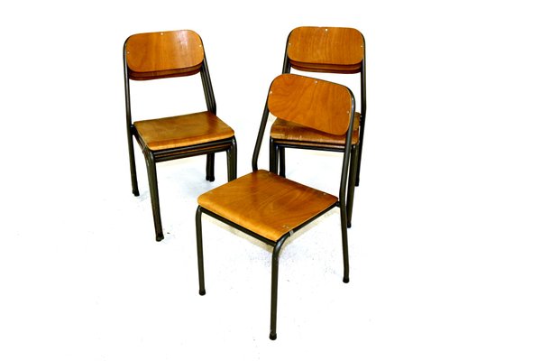 Swedish School Chairs, 1950s, Set of 7-GEK-672776