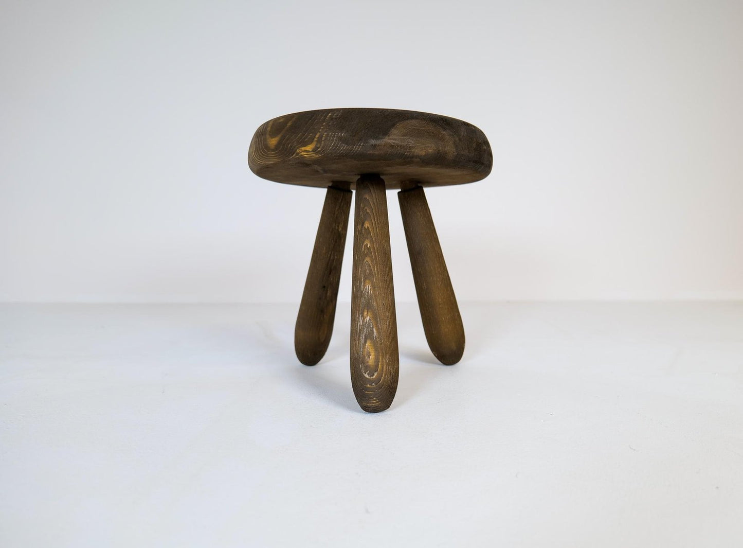 Swedish Sculptural Stool in Stained Pine by Ingvar Hildingsson, 1970s