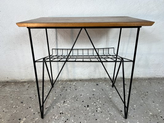 Swedish Side Table in Teak & Black Metal, 1960s-IJL-1702712