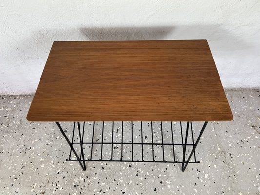 Swedish Side Table in Teak & Black Metal, 1960s-IJL-1702712