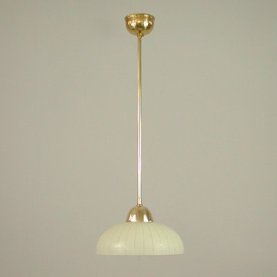 Swedish Striped Glass and Brass Pendants, 1950s, Set of 2-OE-1328635