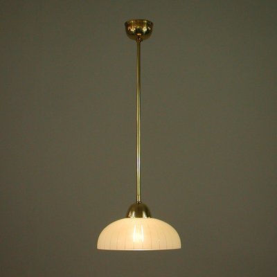 Swedish Striped Glass and Brass Pendants, 1950s, Set of 2-OE-1328635