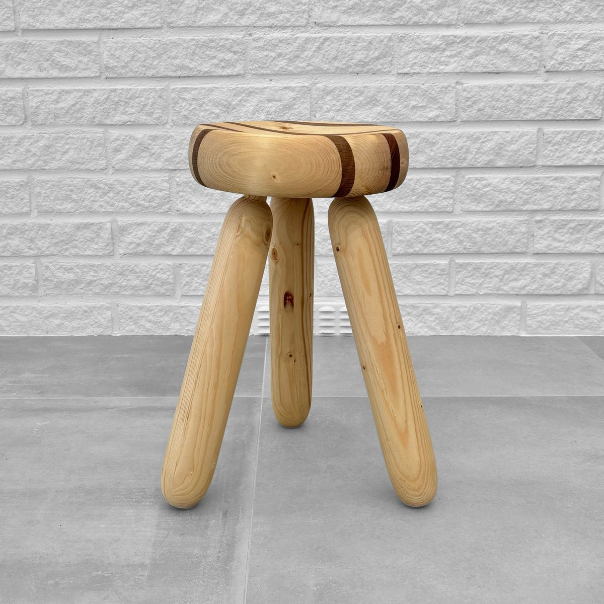 Swedish Striped Milking Stool in Pine and Teak by Andreas Zätterqvist, 2010s