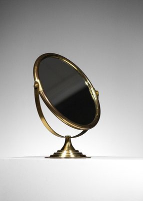 Swedish Table Mirror in Solid Brass, 1960s-YU-1313415