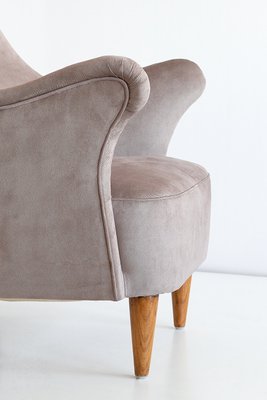 Swedish Taupe Velvet and Elm Armchair by Elsa Gullberg, 1930s-FMT-624474