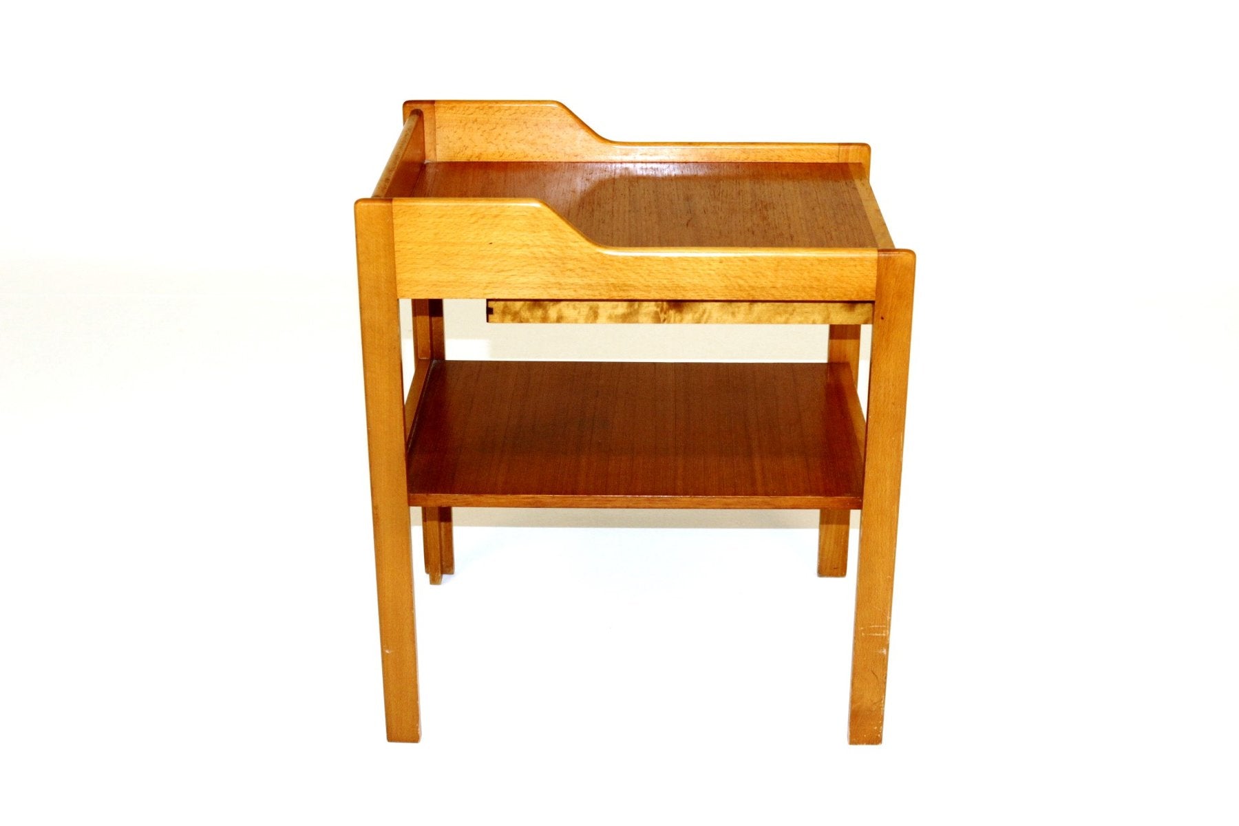 Swedish Teak and Beech Nightstand by C.A. Acking for Bodafors, 1960s