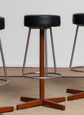 Swedish Teak and Chrome Swivel Bar Stools by Börje Johanson, 1960s, Set of 3-JE-1075446