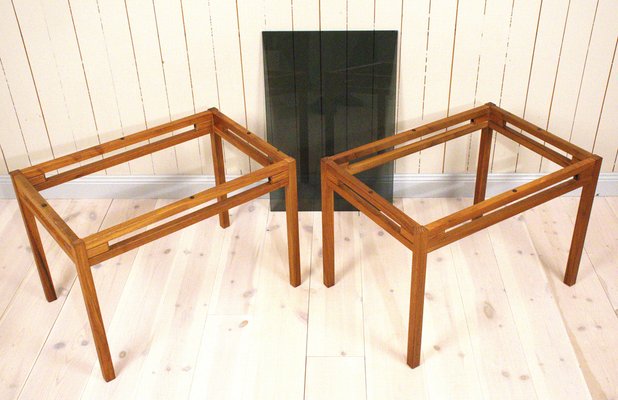 Swedish Teak and Glass Side Tables, 1960s, Set of 2-UDU-1807232