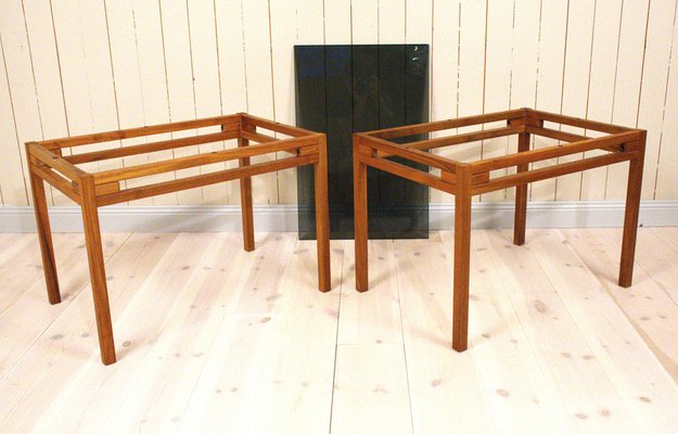 Swedish Teak and Glass Side Tables, 1960s, Set of 2-UDU-1807232