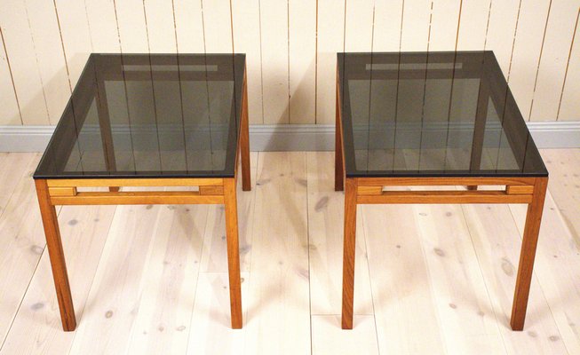 Swedish Teak and Glass Side Tables, 1960s, Set of 2-UDU-1807232