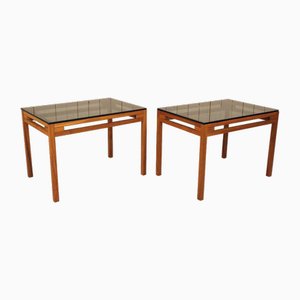 Swedish Teak and Glass Side Tables, 1960s, Set of 2-UDU-1807232