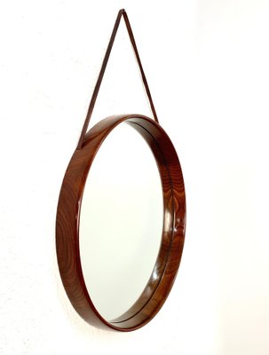 Swedish Teak and Leather Wall Mirror by Uno & Östen Kristiansson for Luxus Vittsjö, 1960s-JDR-1126144