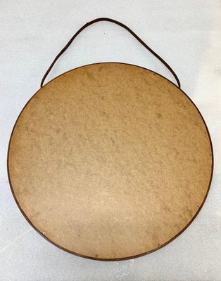 Swedish Teak and Leather Wall Mirror by Uno & Östen Kristiansson for Luxus Vittsjö, 1960s-JDR-1126144