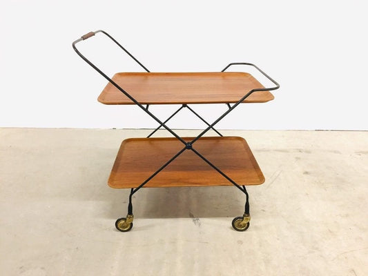 Swedish Teak Bar Trolley by P. Nail for Jie Gantofta, 1950s