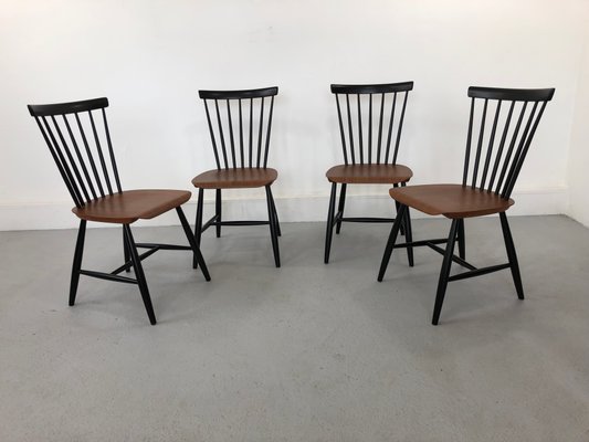 Swedish Teak Chairs by S. E. Fryklund for Hagafors, 1960s, Set of 4-JWH-1304246