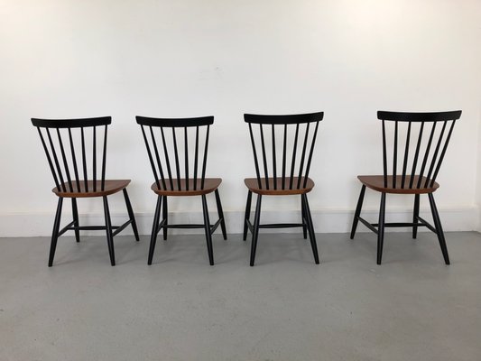 Swedish Teak Chairs by S. E. Fryklund for Hagafors, 1960s, Set of 4-JWH-1304246