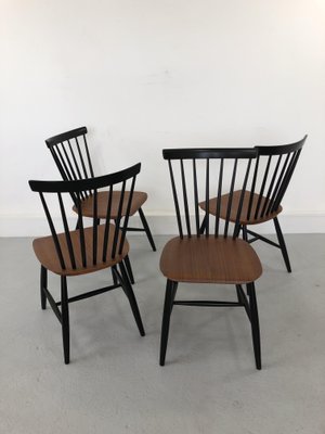 Swedish Teak Chairs by S. E. Fryklund for Hagafors, 1960s, Set of 4-JWH-1304246