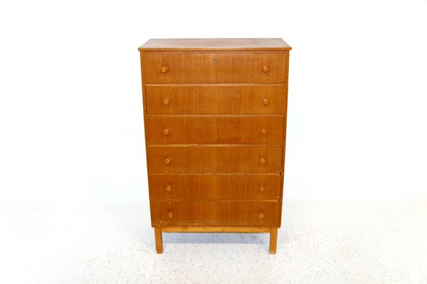 Swedish Teak Chest of Drawers Tallboy, 1960s-GEK-1315479