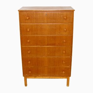 Swedish Teak Chest of Drawers Tallboy, 1960s-GEK-1315479