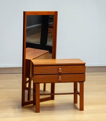 Swedish Teak Chest with Matching Mirror Charmant Series by Fröseke, 1960s, Set of 2-JE-1701953