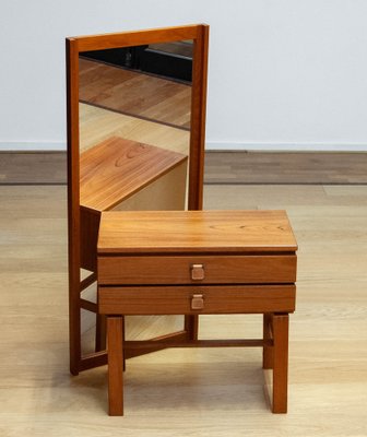 Swedish Teak Chest with Matching Mirror Charmant Series by Fröseke, 1960s, Set of 2-JE-1701953