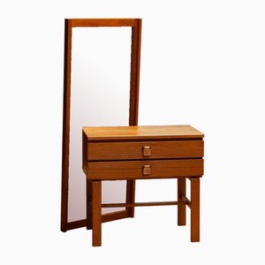 Swedish Teak Chest with Matching Mirror Charmant Series by Fröseke, 1960s, Set of 2-JE-1701953