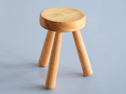 Swedish Three Legged Stool in Solid Pine by Ingvar Hildingsson, 1970s-FMT-1140813