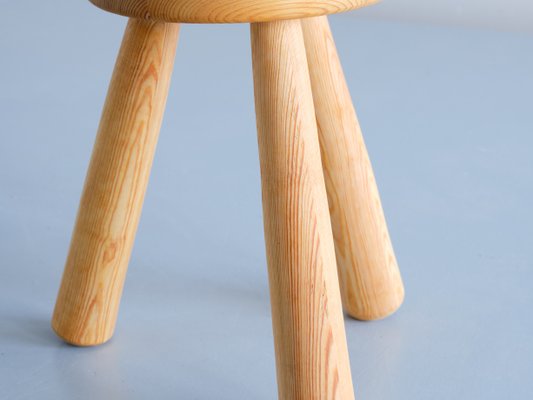 Swedish Three Legged Stool in Solid Pine by Ingvar Hildingsson, 1970s-FMT-1140813