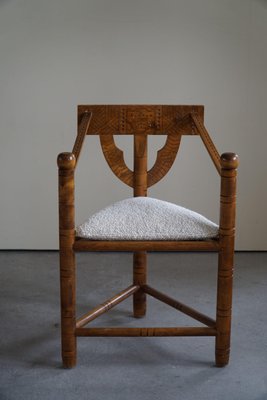 Swedish Wabi Sabi Monk Chairs with Bouclé Seats, 1930s, Set of 6-MXF-1372833