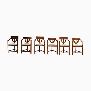 Swedish Wabi Sabi Monk Chairs with Bouclé Seats, 1930s, Set of 6-MXF-1372833