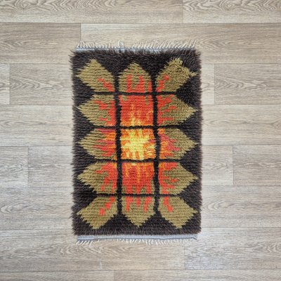 Swedish Wool Hand-Knotted Ryamatta Rug, 1960s-ZPB-2036231