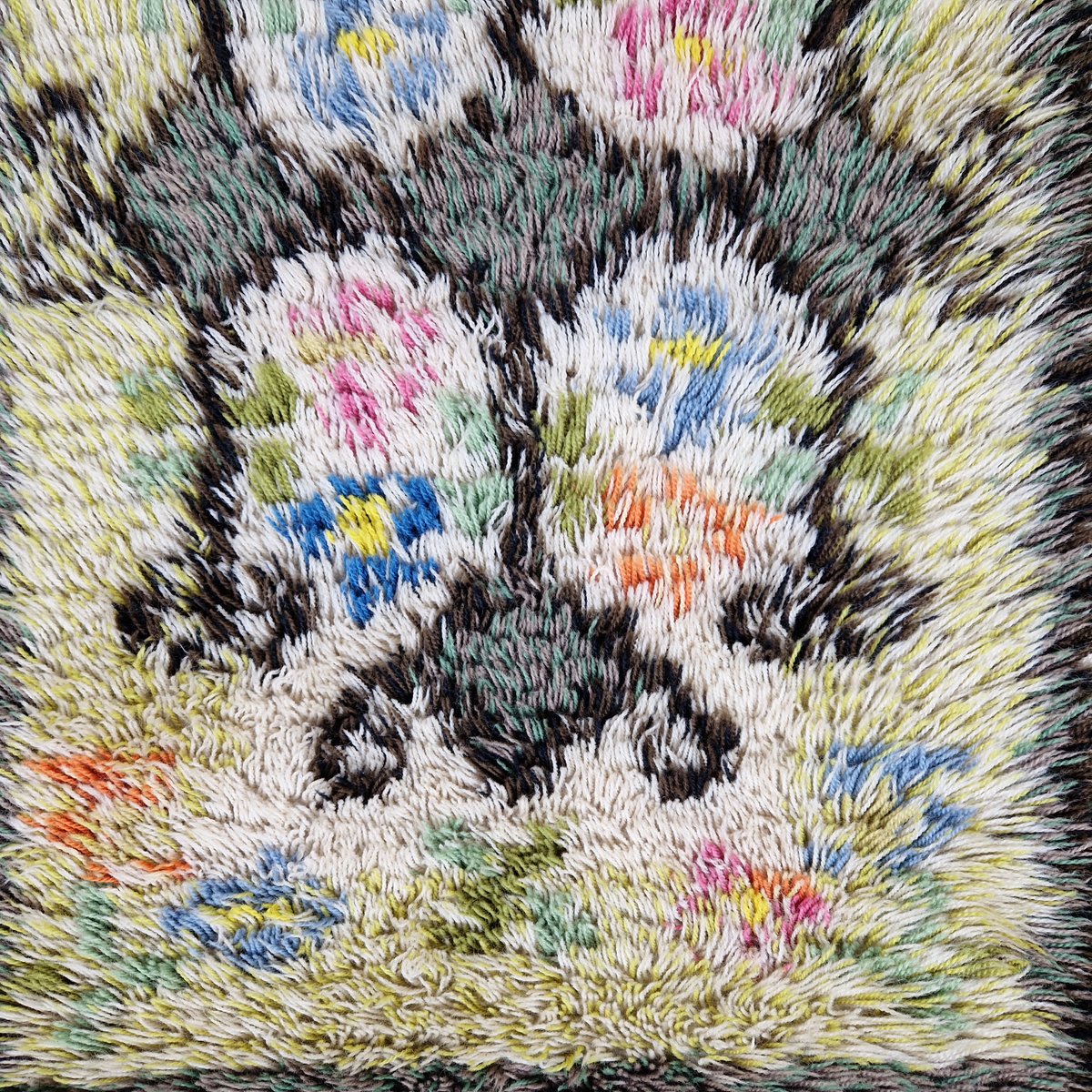 Swedish Wool Hand-Knotted Ryamatta Rug, 1960s