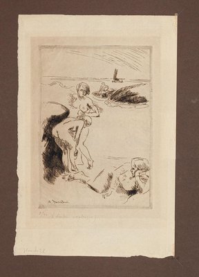 Swimmers - Original Etching by M. Asselin - Early 20th Century Early 20th Century-ZCI-761135