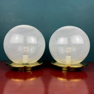 Swirl Murano Glass Table Lamps by F.Fabbian, Italy, 1970s, Set of 2-WQC-1353204