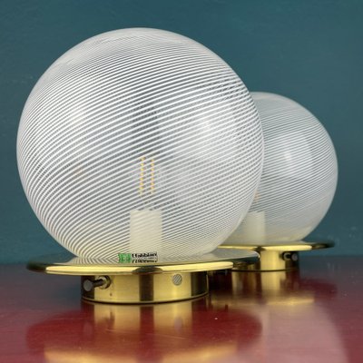 Swirl Murano Glass Table Lamps by F.Fabbian, Italy, 1970s, Set of 2-WQC-1353204