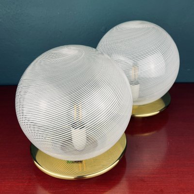 Swirl Murano Glass Table Lamps by F.Fabbian, Italy, 1970s, Set of 2-WQC-1353204