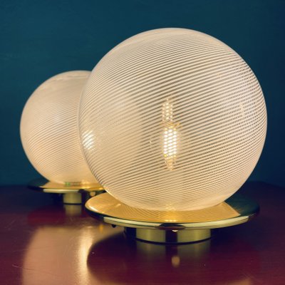 Swirl Murano Glass Table Lamps by F.Fabbian, Italy, 1970s, Set of 2-WQC-1353204