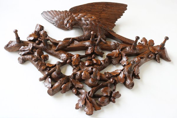 Swiss Black Forest Eagle Coat Rack in Walnut, 1880s-WIP-1735236