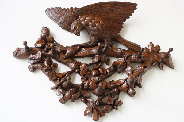 Swiss Black Forest Eagle Coat Rack in Walnut, 1880s-WIP-1735236